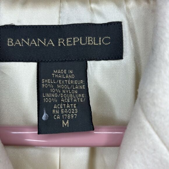 Banana Republic Cream Soft Wool Double Breasted Fully Lined Pea Coat Size Medium - Picture 9 of 16